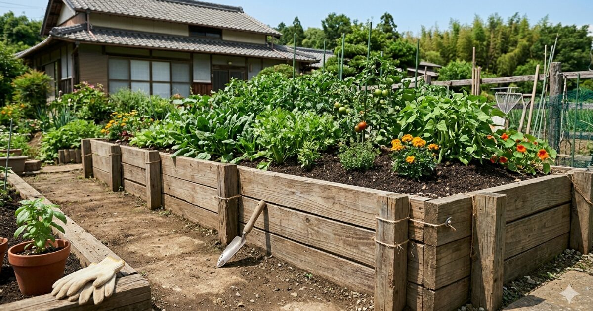 手作りの土留めのイメージ図