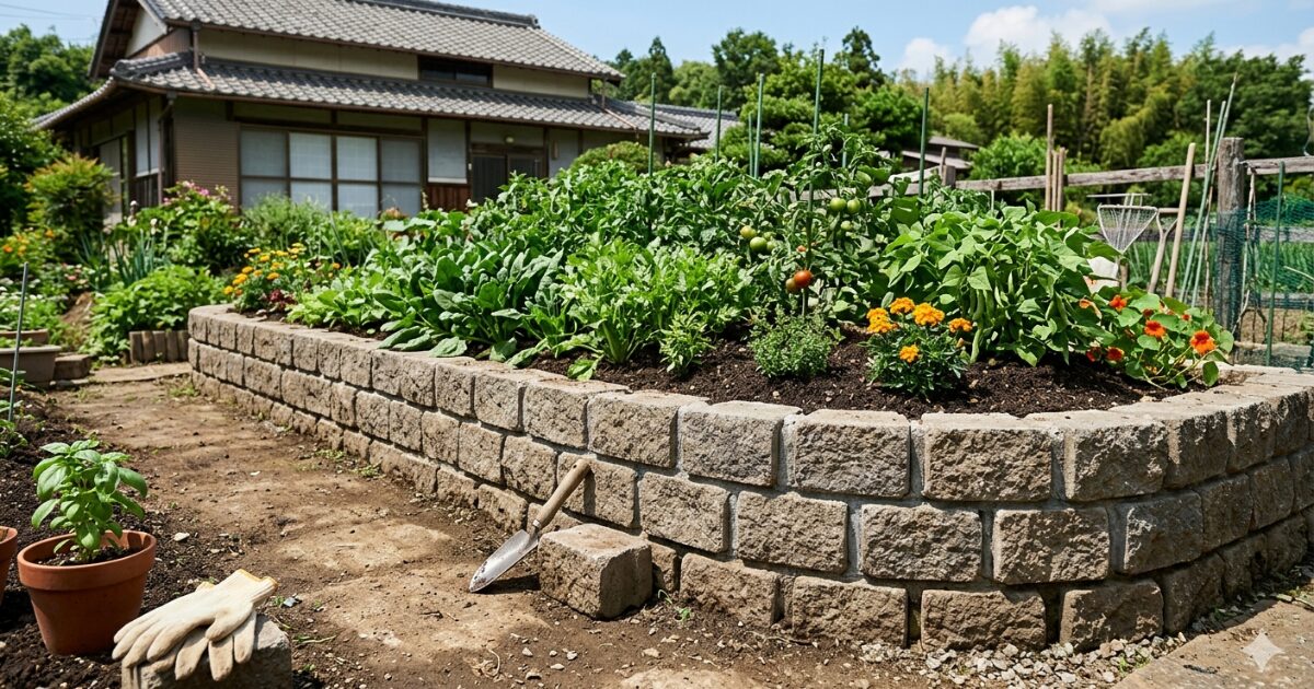 ブロックの土留めのイメージ図
