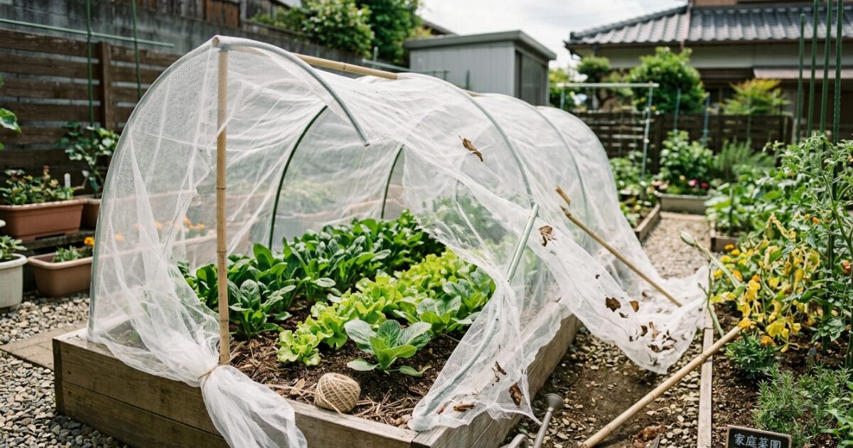 荒らされた家庭菜園のイメージ図