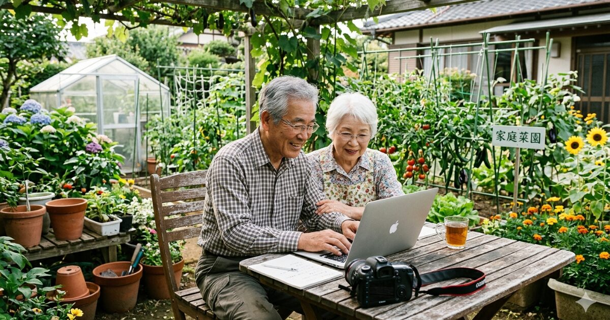 家庭菜園でブログ実例に学ぶ主婦やシニアの楽しみ方のイメージ図