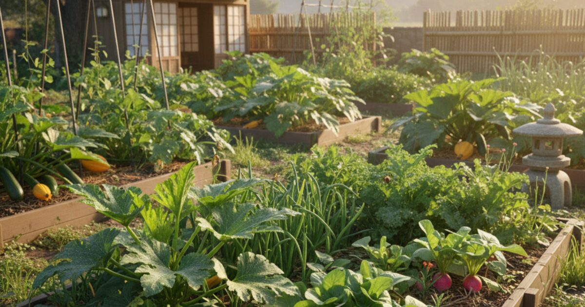 家庭菜園で多種多様な野菜を育てている