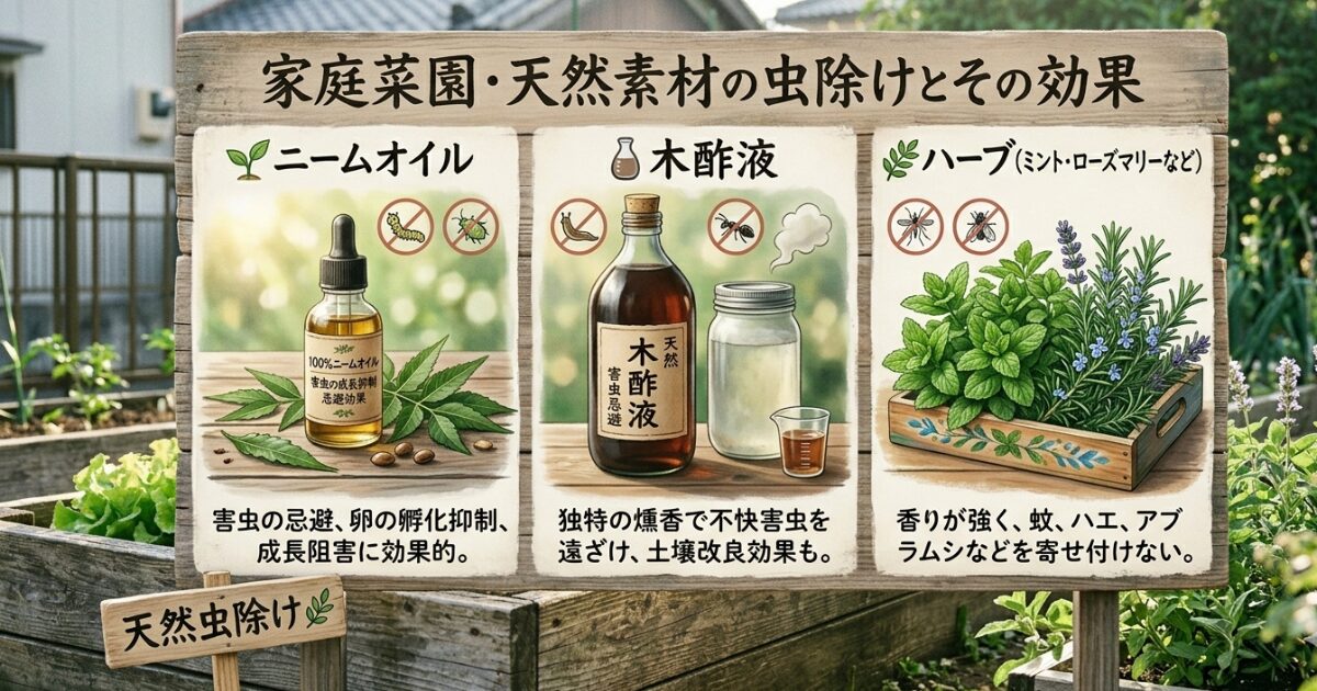天然素材の虫除けのイメージ図