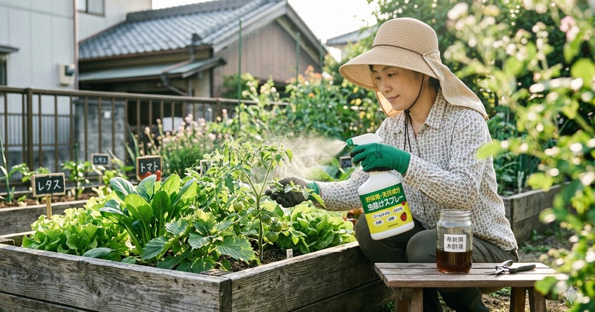 虫除けグッズを比較している女性のイメージ図