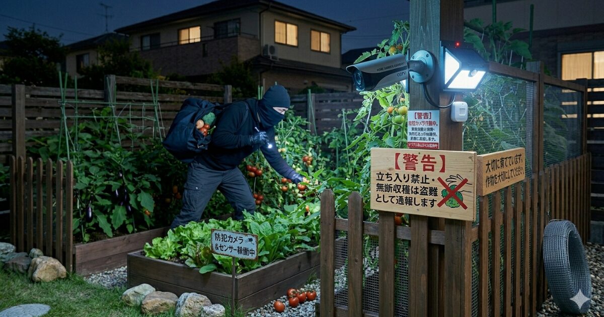 家庭菜園で盗まれる｜トラブルを防止する最新セキュリティ方法のイメージ図