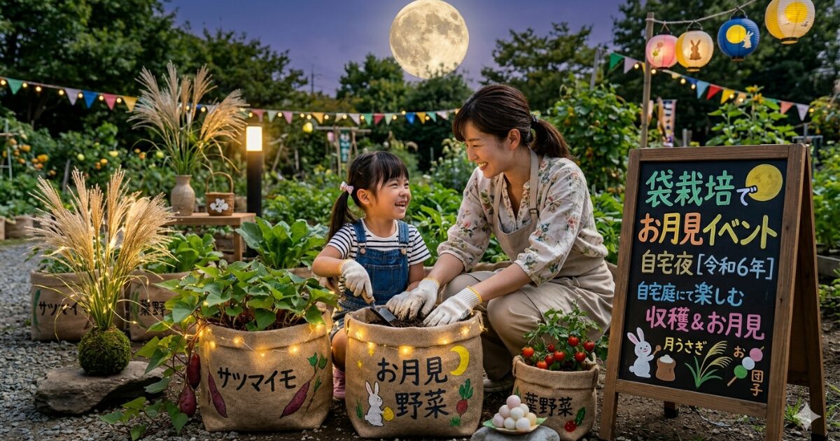 9月イベントのお月見をしている親子のイメージ図