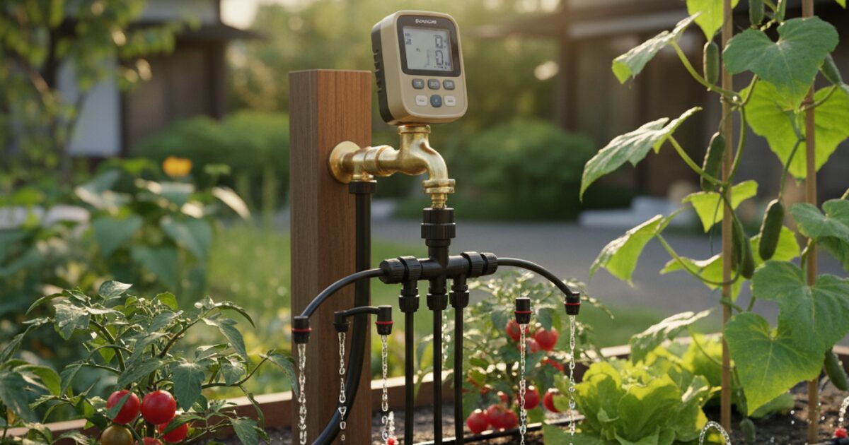 蛇口に設置する用の自動水やり機イメージ図