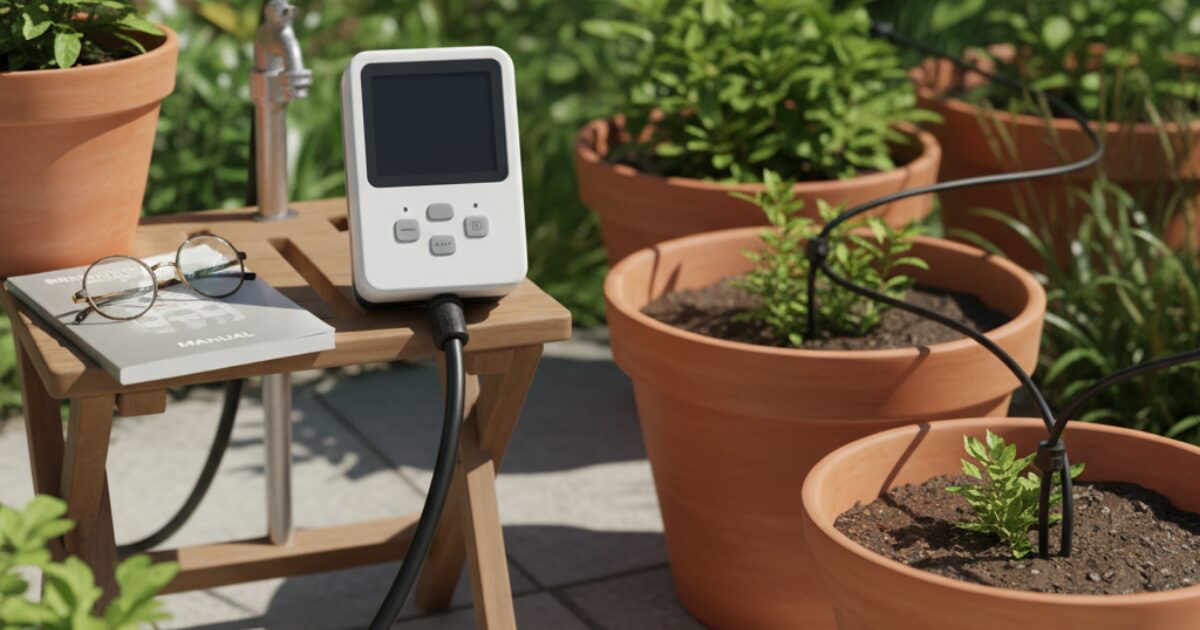 自動水やり機の画面が壊れているイメージ図