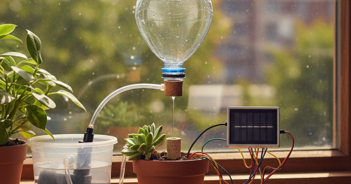 自作の自動水やり機のイメージ図