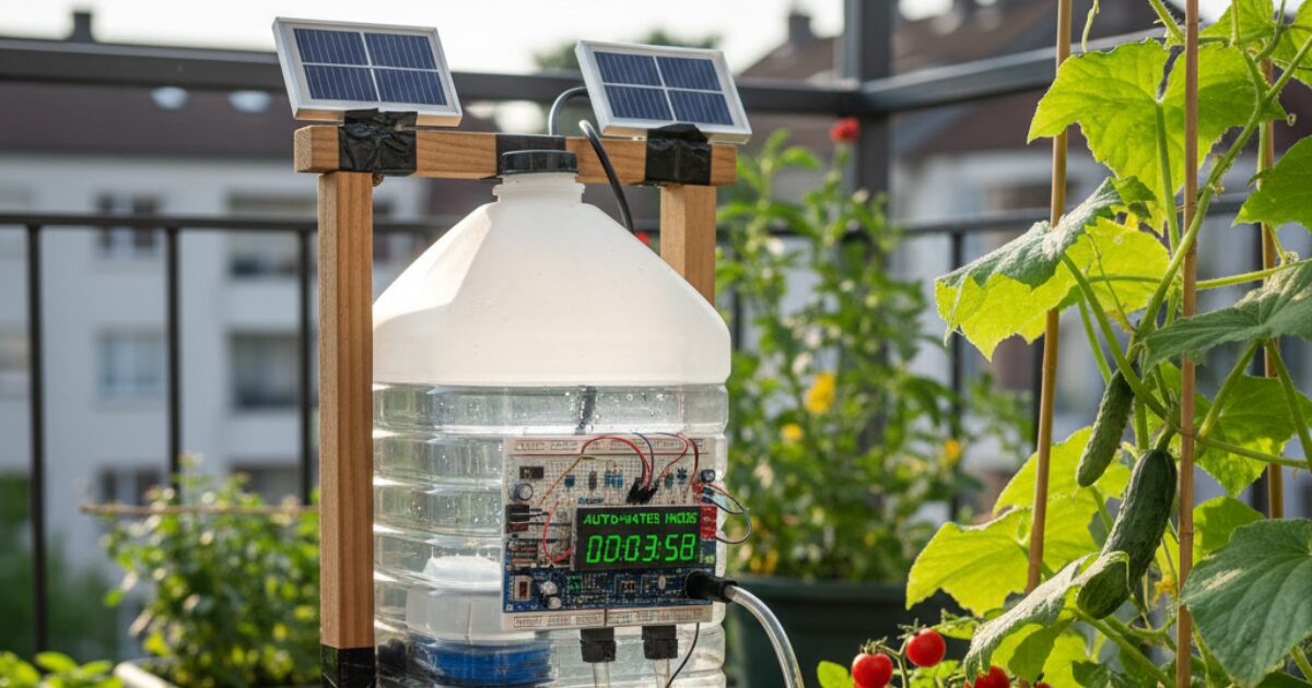 庭やベランダで使える家庭菜園の自動水やり機の自作イメージ図