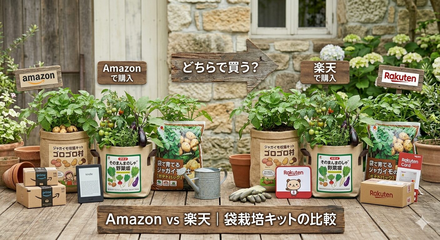 AmazonVS楽天の袋栽培キットランキングイメージ図