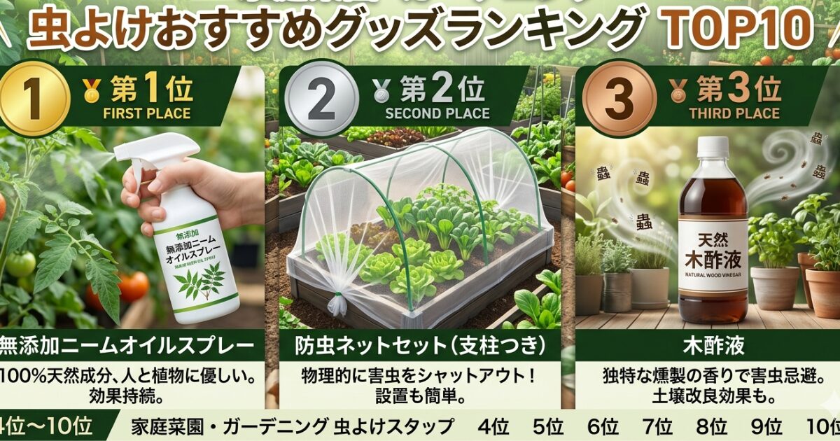 家庭菜園の虫除けグッズランキングのイメージ図