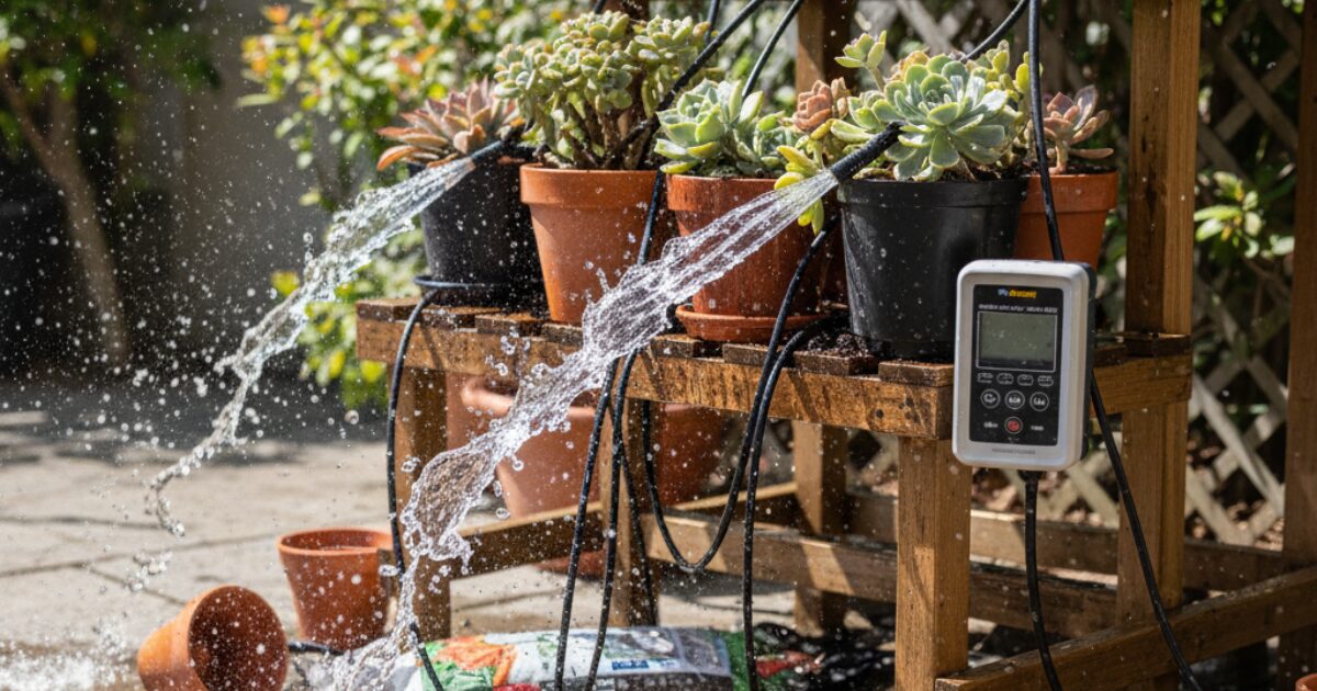 自動水やり機の故障のイメージ図