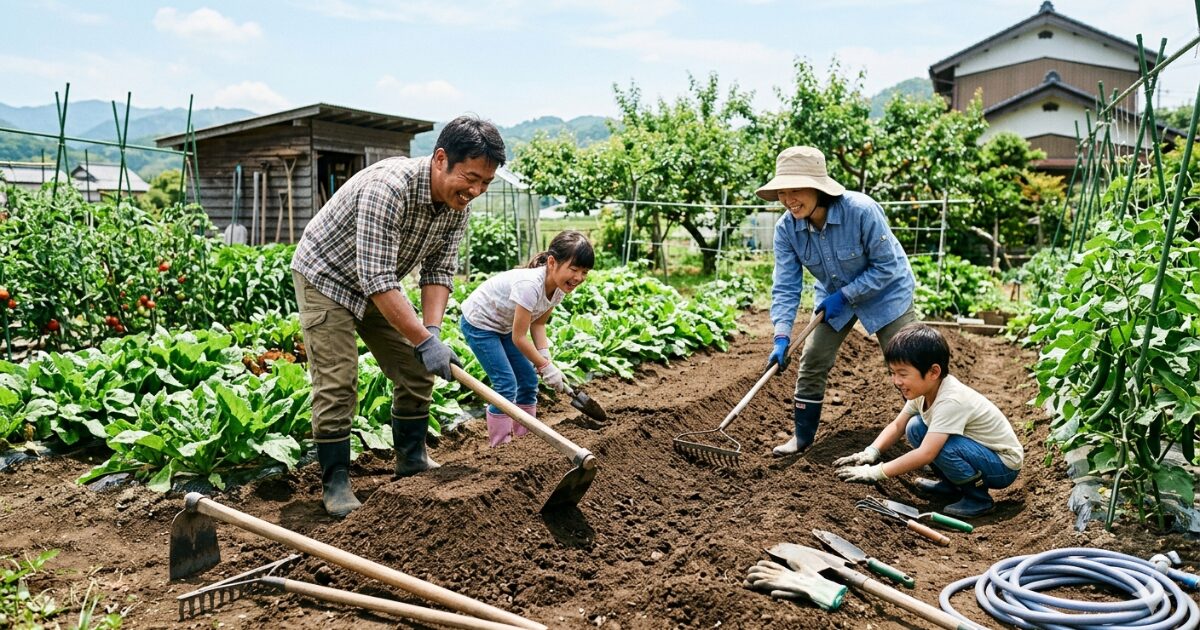 家庭菜園で畝の作り方と道具選びで収穫量を増やすコツのイメージ図