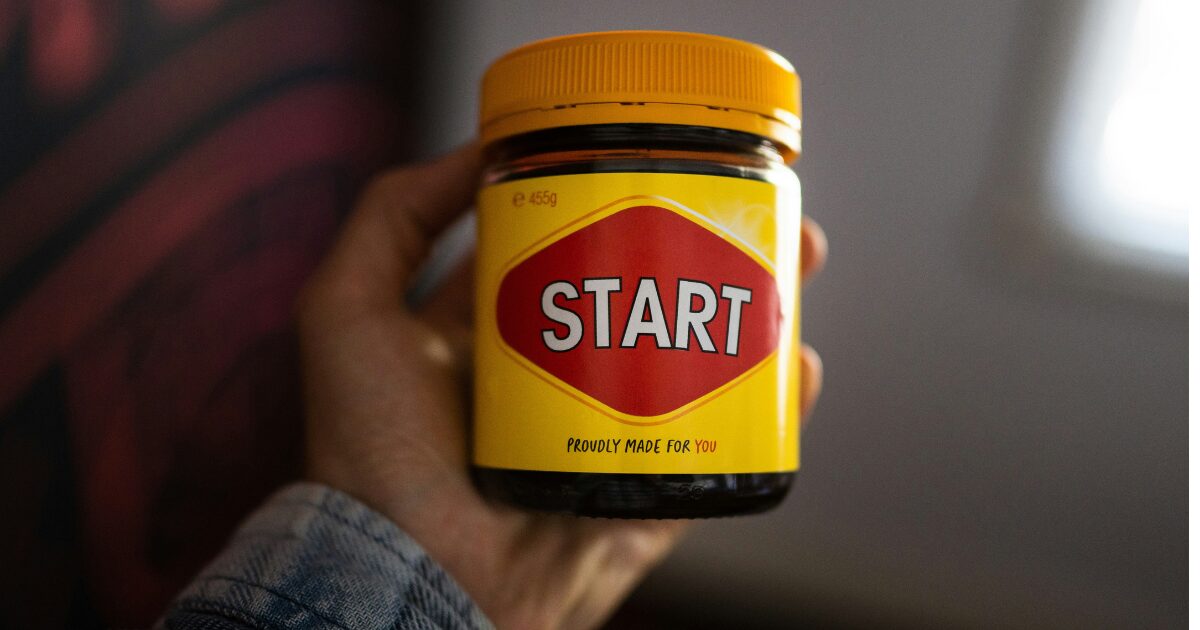 珈琲の入れも度にSTARTと書いている写真