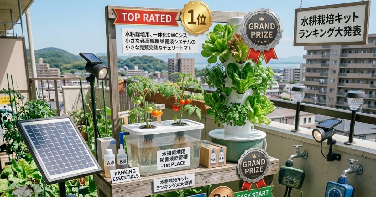 ベランダで水耕栽培をしていて、水耕栽培キットランキングのイメージ図