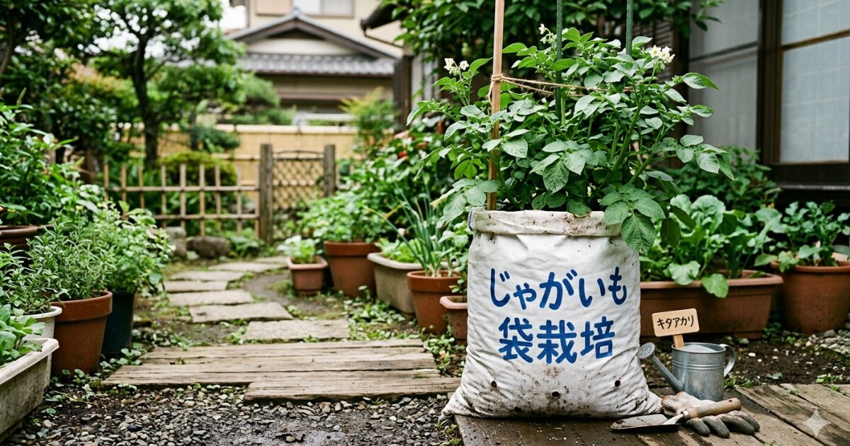 ジャガイモの袋栽培のイメージ図