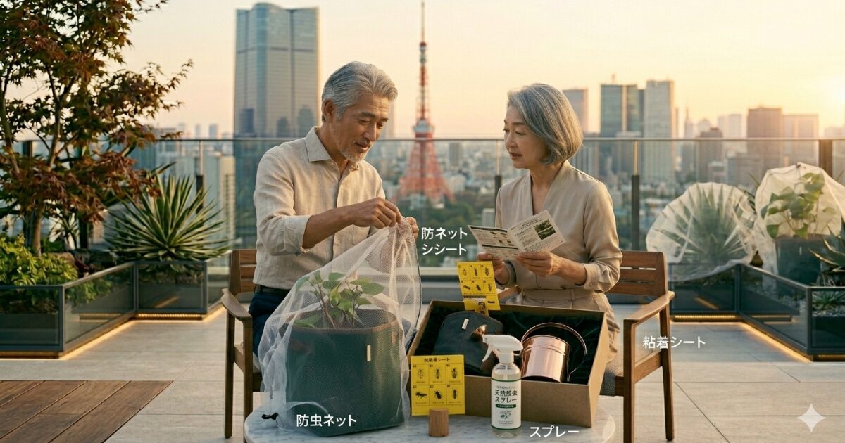 袋栽培の虫対策のイメージ図